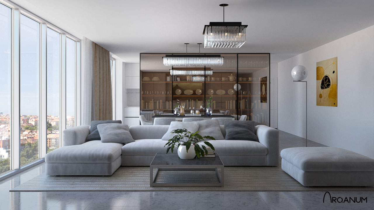 Edificio de cuarenta viviendas en Vigo, salón